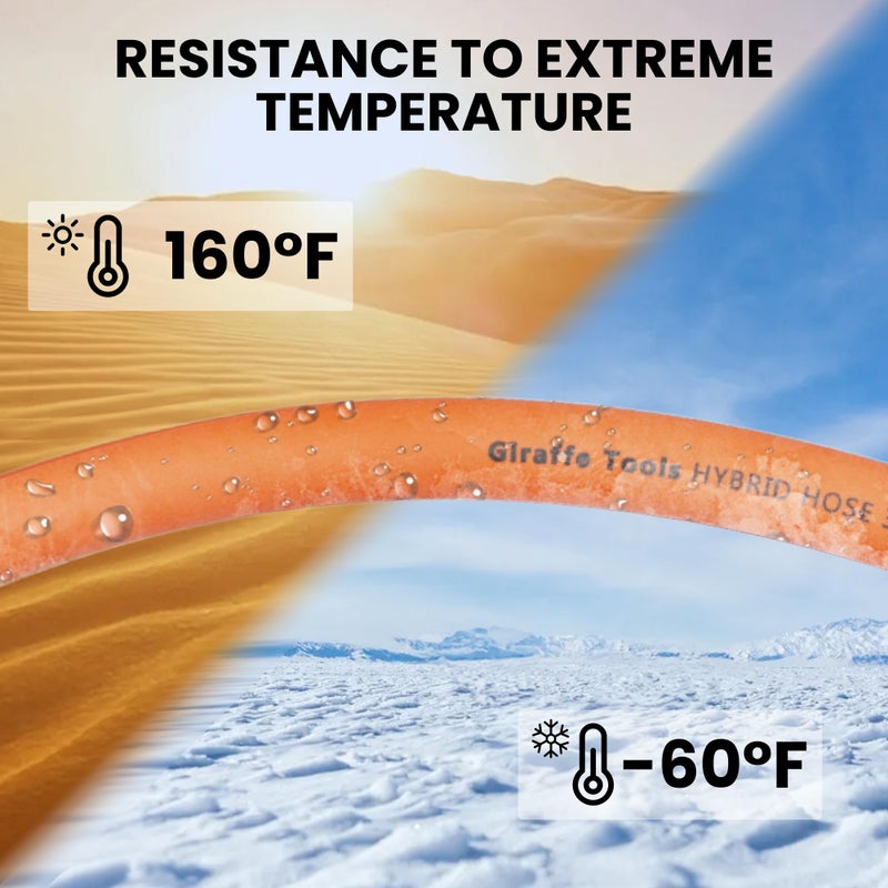 Giraffe Tools خرطوم هواء هجين من جيراف، 3/8 بوصة × 50 قدم، تركيبات MNPT 1/4 بوصة، 300 PSI ثقيل، خرطوم ضاغط هواء خفيف الوزن - Image 4